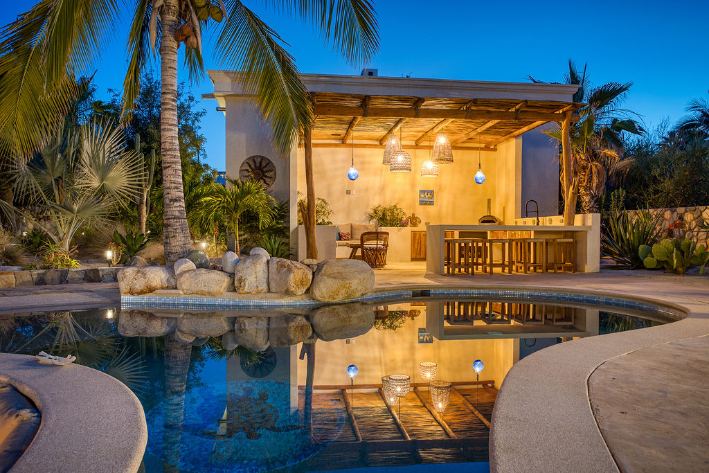 Pool view from outdoor kitchen
